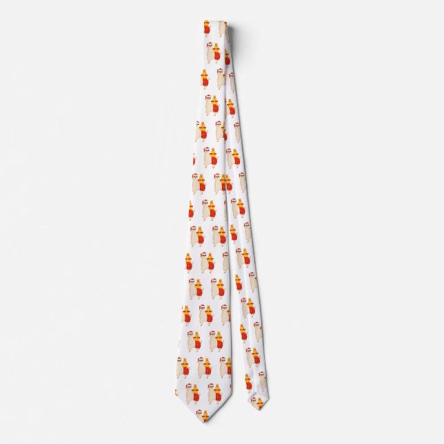 Cool  Disco Santa Llama Funny Minimalist Christmas Tie (Front)