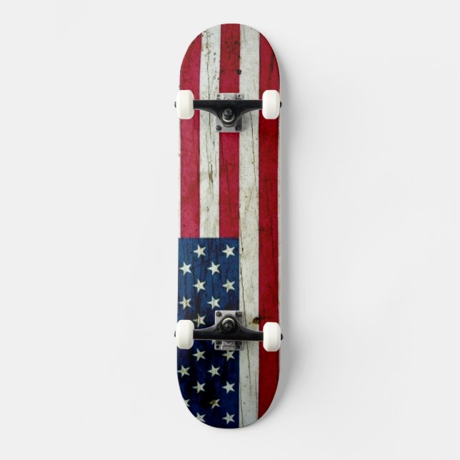 Cool Distressed American Flag Wood Skateboard (Front)