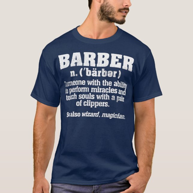 Cool Distressed Best Barber Definition  Gift T-Shirt (Front)