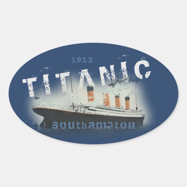 Cool Distressed Custom Text Titanic Oval Sticker (Front)