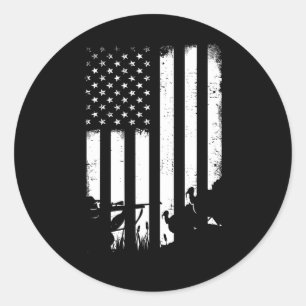 Cool Distressed Vintage Usa Flag Turkey Hunting  Classic Round Sticker