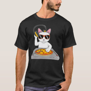 Cool DJ Cat Pizza Gift For Men Women Boys Funny T-Shirt