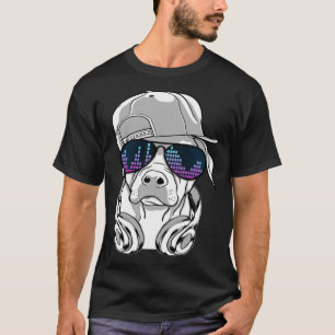 Cool DJ Dog with Sunglasses Headphones and Cap T-Shirt
