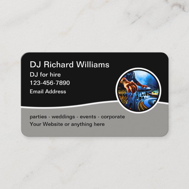 Cool DJ For Hire Modern Business Cards (Front)