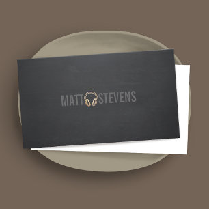Cool DJ Gold Headphones Black Music 2 Business Card