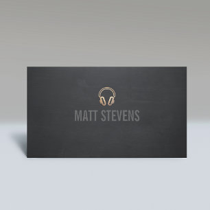 Cool DJ Gold Headphones Black Music Business Card