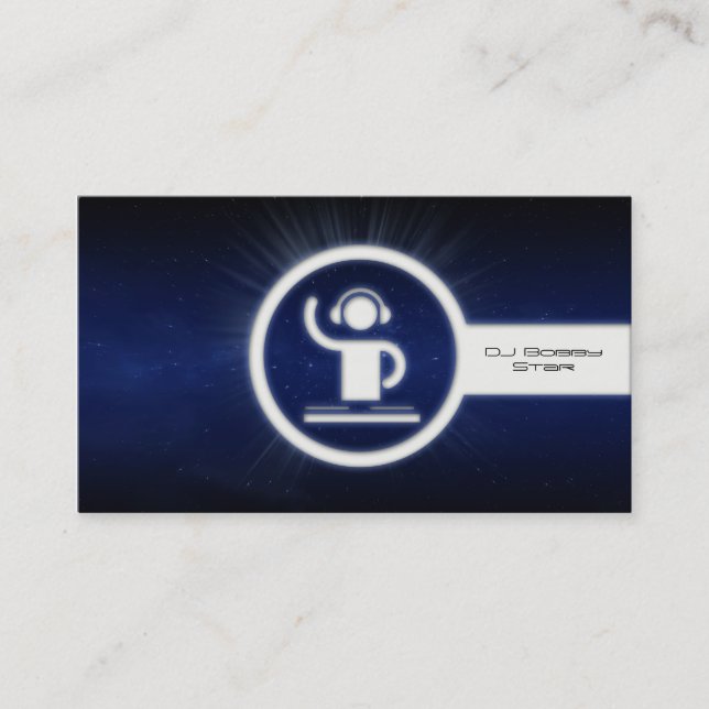 Cool dj logo glow icon business card (Front)