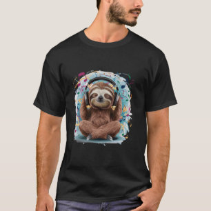 Cool DJ Sloth Spinning Records with Headphones T-Shirt