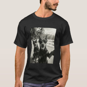 Cool Doberman Pinscher Selfie Beach Sunglasses Dog T-Shirt