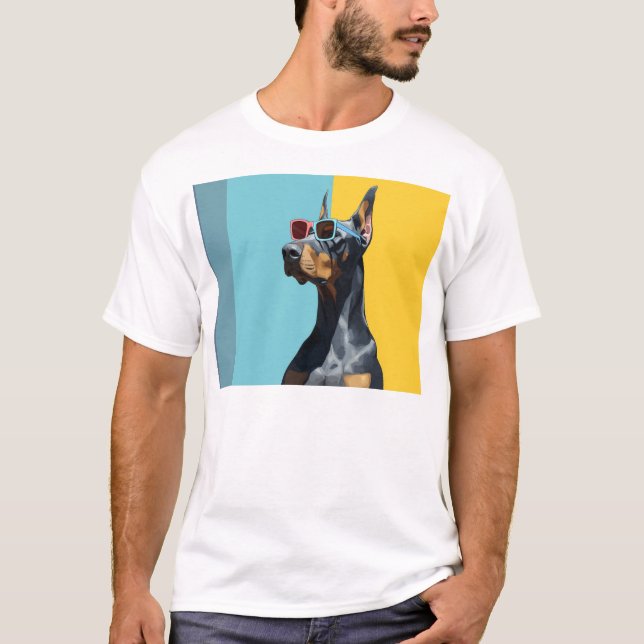 Cool Doberman with sunglasses T-Shirt (Front)