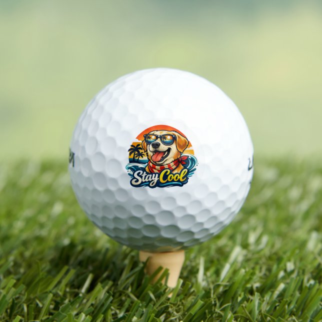 Cool Dog at Sunset Golf Balls (Insitu Tee)