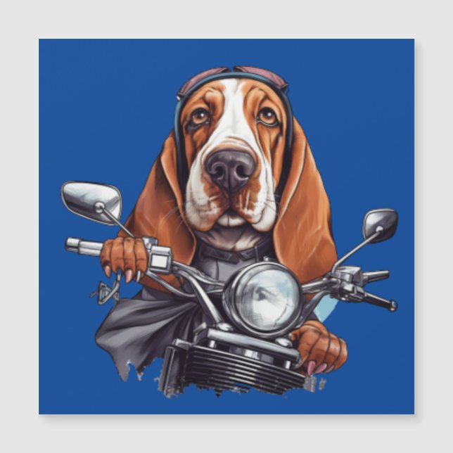 Cool dog biker, cute basset hound dog driver (Front)