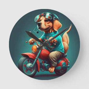 Cool dog biker,cute driving dog  wall clock