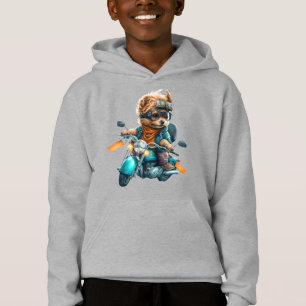 Cool dog biker, cute Yorkshire terrier dog driver