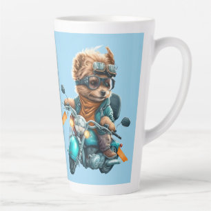 Cool dog biker, cute Yorkshire terrier dog driver Latte Mug