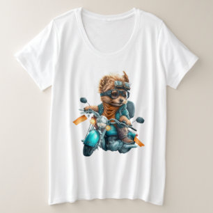 Cool dog biker, cute Yorkshire terrier dog driver Plus Size T-Shirt