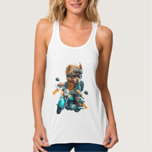 Cool dog biker, cute Yorkshire terrier dog driver Singlet