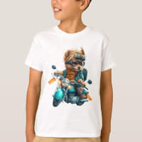 Cool dog biker, cute Yorkshire terrier dog driver