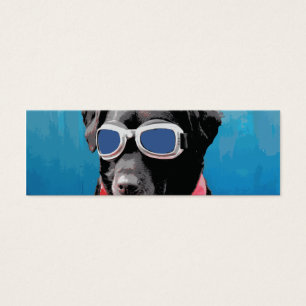 Cool Dog Black Lab Red Bandanna Blue Goggles