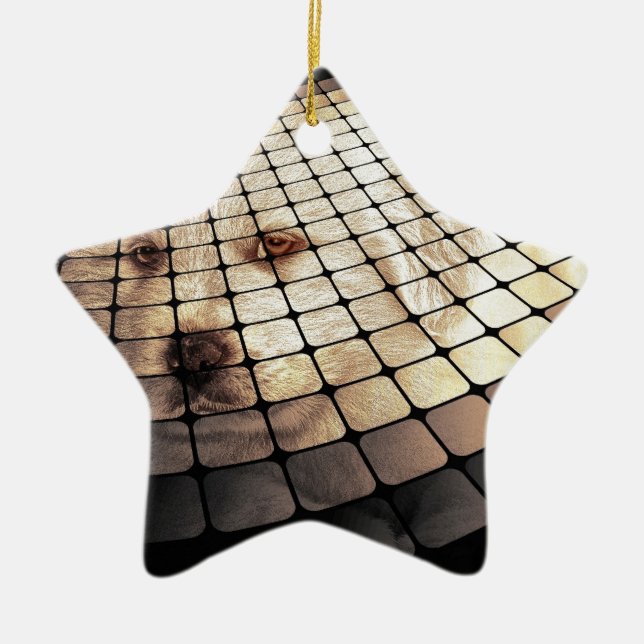 Cool Dog Digital Art Ceramic Tree Decoration (Front)