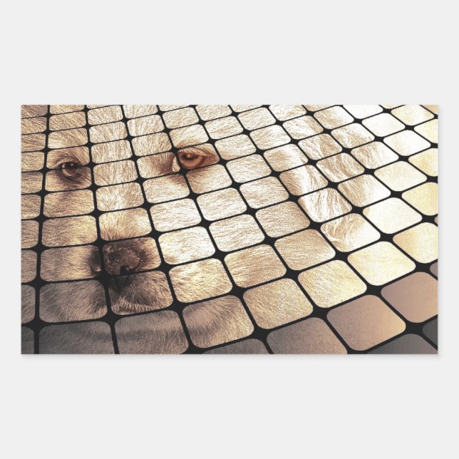 Cool Dog Digital Art Rectangular Sticker (Front)
