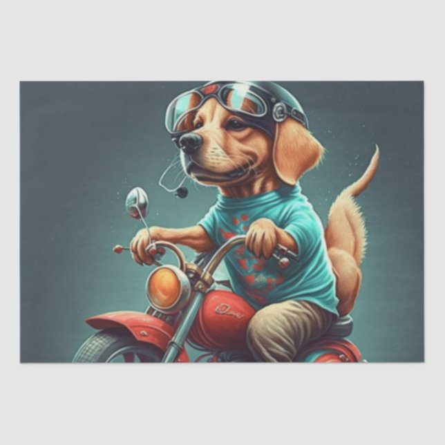 Cool dog driving a motorbike   tissue paper (Front)
