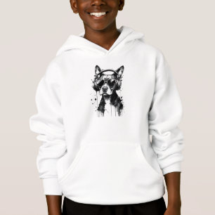 Cool Dog headphones Cute Pets Black and white ink