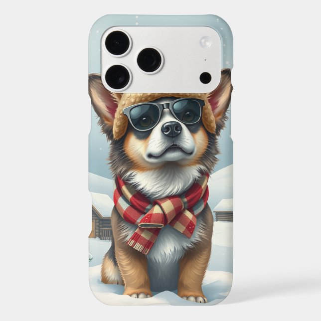 Cool Dog in Preppy Winter Attire and Hat (Back)
