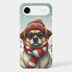 Cool Dog in Preppy Winter Attire and Hat  