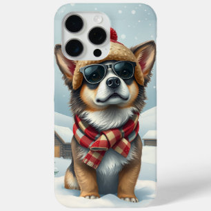Cool Dog in Preppy Winter Attire and Hat iPhone 15 Pro Max Case