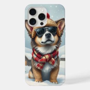 Cool Dog in Preppy Winter Attire and Hat iPhone 15 Pro Max Case