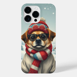 Cool Dog in Preppy Winter Attire and Hat iPhone 14 Pro Max Case