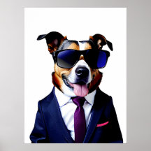 Cool dog in sunglasses and suit, Dog Businessman 