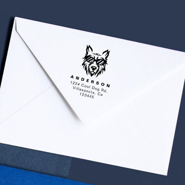 Cool Dog Modern Dog Lovers Return Address Rubber Stamp (Creator Uploaded)