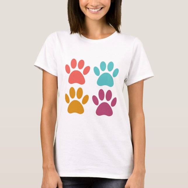 Cool Dog Paw Prints T-Shirt (Front)