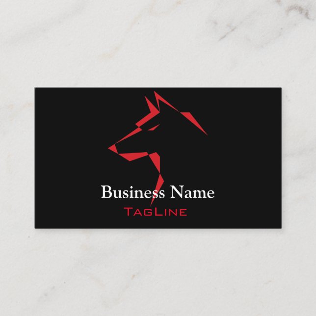 cool dog Red on Black Business Card (Front)