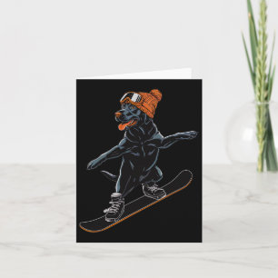 Cool Dog Snowboarding Illustration For Men Women Card