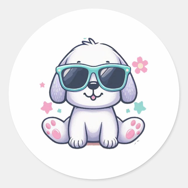 Cool Dog Style Classic Round Sticker (Front)