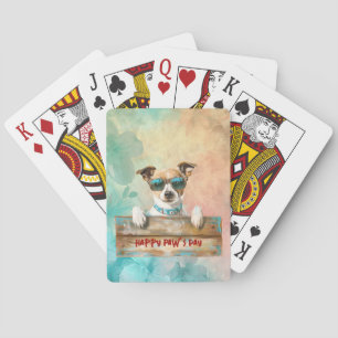 Cool Dog Sunglasses Happy Paw's Day Playing Cards