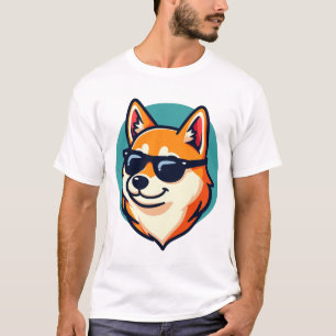 Cool Dog Wearing Sunglasses Cute Cartoon Pet Masco T-Shirt