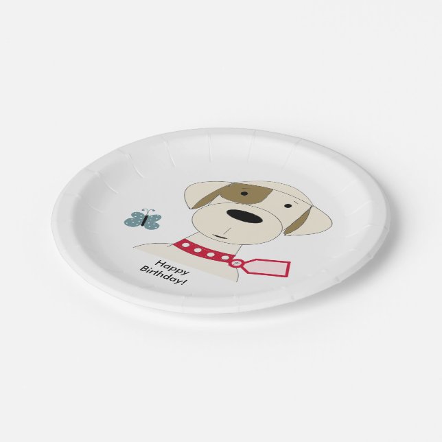 Cool Dog with a Red Collar Paper Plate (Angled)