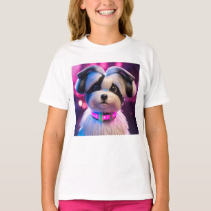 Cool Dog with Headphones Girls T-Shirt – Music