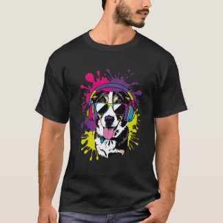 Cool Dog with Headphones Pop Art Design T-Shirt