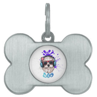 Cool Dog with Headphones & Sunglasses – Stylish DJ Pet ID Tag