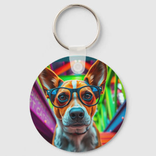 Cool Dog with Sunglasses Key Ring