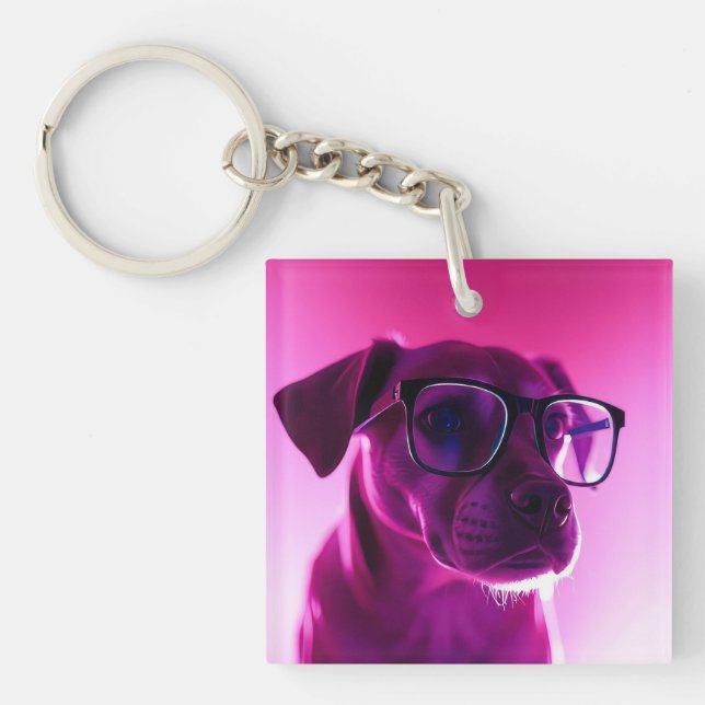 Cool Dog with Sunglasses Key Ring (Front)