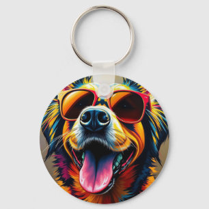 Cool Dog with Sunglasses Key Ring