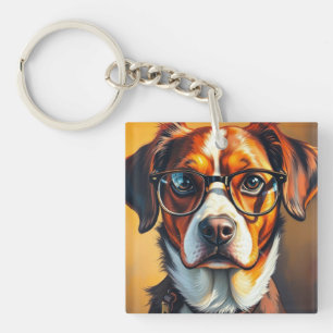 Cool Dog with Sunglasses Key Ring