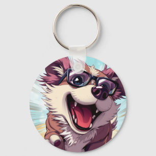 Cool Dog with Sunglasses Key Ring