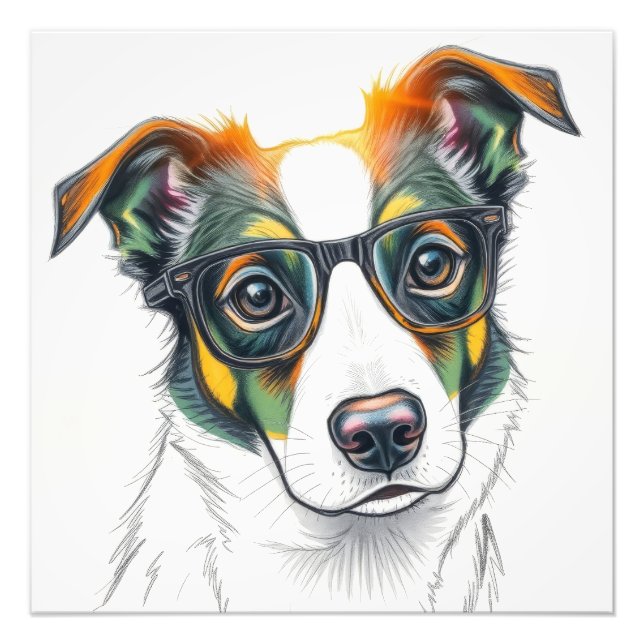Cool Dog with Sunglasses Photo Print (Front)